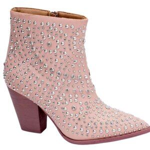 CORKYS Line Dance Blush Pink Studded Crystal Western Cowgirl Boots Booties 6 NWT